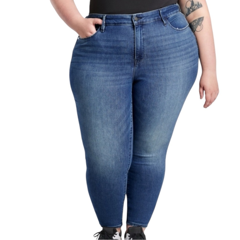 ATHLETA Skulptek Skinny True Blue Tummy Control Blue Jeans Size 24 — SLIMMING!!!